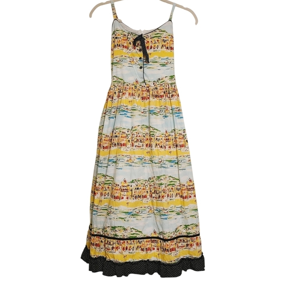 Marmellata | Girls' Yellow Cityscape Fit & Flare Dress With Tulle (Size 16)